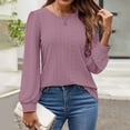 thumbnail image 4 of Womens Long Sleeve Eyelet Tops - Crew Neck, Fall Casual Blouses - Solid Color, Loose Fit, Breathable Fabric - S-XXL Sizes, 4 of 8