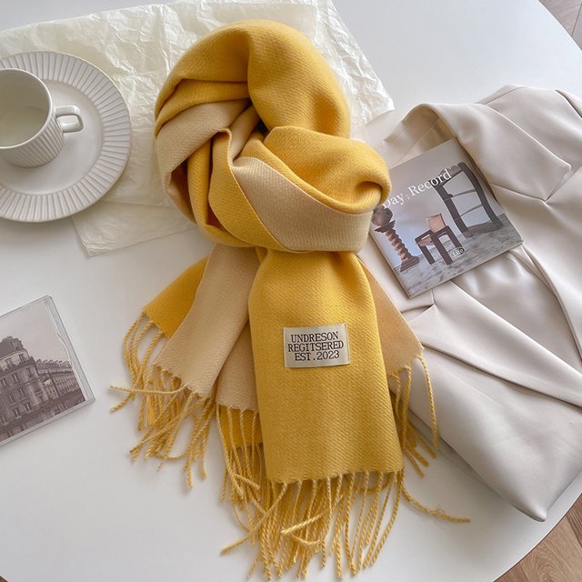 Korean fashion Women Double Cashmere Scarf Big Shawl Winter Warm Soft Solid Brand Bandana Lady Pashmina Tassel Blanket Scarves