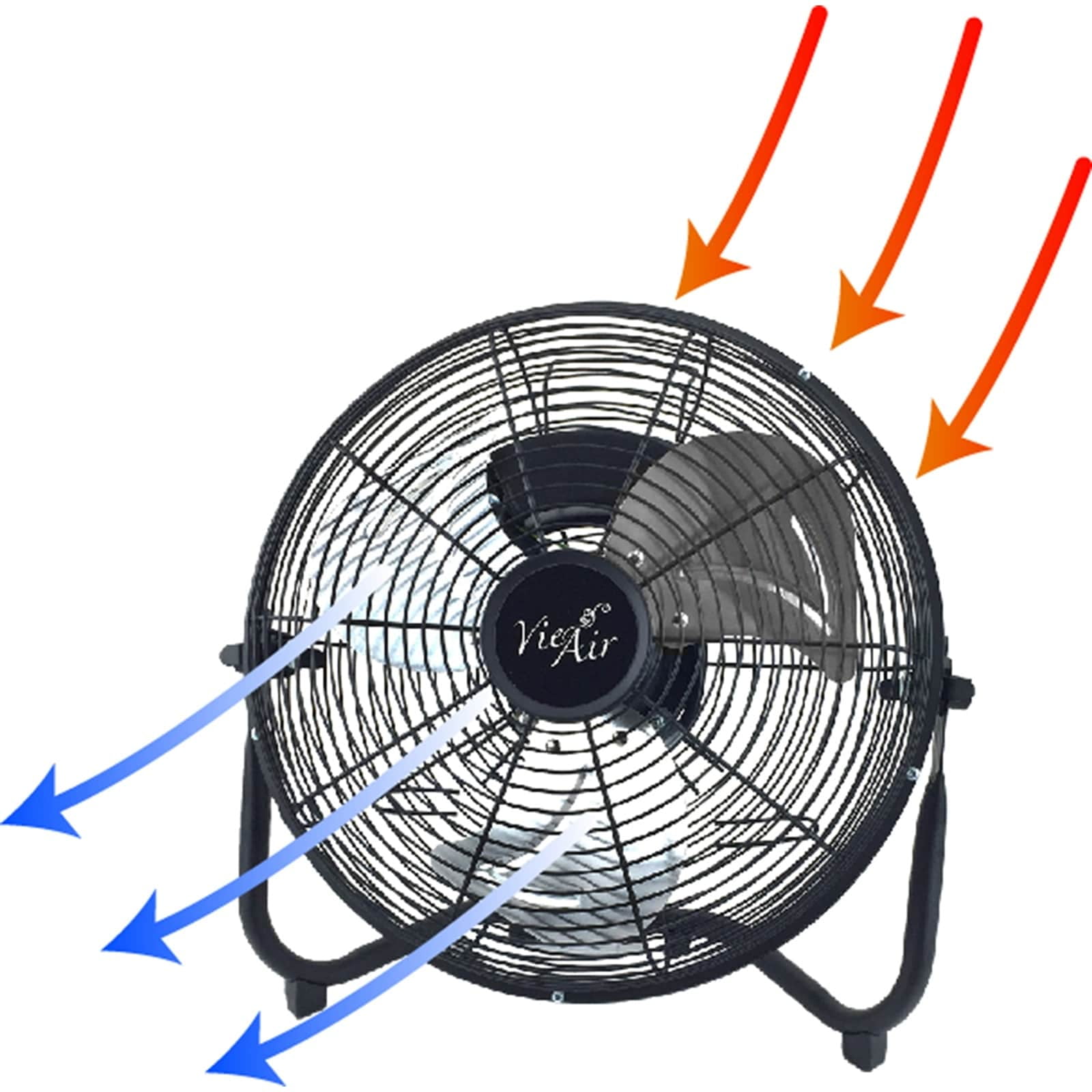 Vie Air 9" High Velocity Tilting 3 Speed Metal Floor Fan
