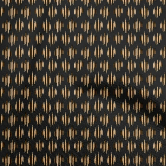 oneOone Polyester Lycra Black Fabric Asian Ikat Fabric For Sewing Printed Craft Fabric By The Yard 56 Inch Wide