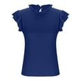 thumbnail image 5 of Sevevn Fashion Women's Casual Short Sleeve Solid Fold Round Neck Button Ladies Top Blouse Blue S Early Access Deals, 5 of 7