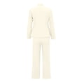 thumbnail image 4 of BODOAO Women's Casual Business Suit Set, Soft 3/4 Sleeve Blazer, Comfortable Drawstring Waist Wide Leg Flared Pants, Loose Fit Vintage Outfit for Work, Office, Wedding, Party & Daily White XL, 4 of 6