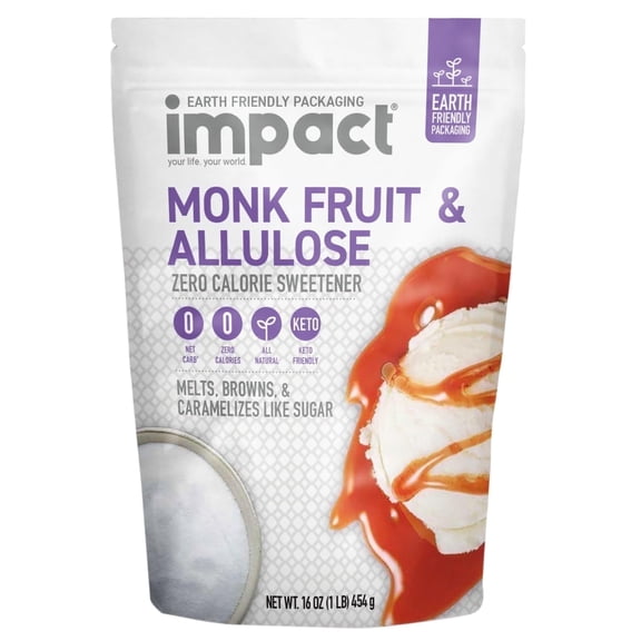Impact Products White Monk Fruit Allulose Sweetener Zero Calorie Blend Sugar Substitute, 1 lb