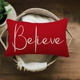 thumbnail image 4 of Christmas Pillow Covers 12x20 Set of 2,Merry Christmas Believe Decorations Pillows Decorative Throw Pillow Cases,Red Xmas Lumbar Cushion Covers for Winter Holiday Home Couch, 4 of 6
