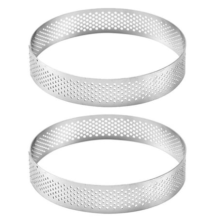 

2Pc 20Cm Round Cake Hole Molds Stainless Steel Mousse Cake Tart Ring Pizza Dessert Diy Decor Mould Kitchen Baking Tool