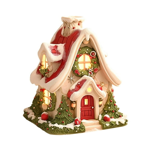 Christmas Log Cabin Incense Cone Burner, Christmas Village Chimney Cottage Incense Holders, Resin Incense Cone Holder Christmas Room Chimney Decorations, Village House Snowy Incense Burner for Home