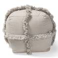 thumbnail image 3 of Skyline Decor Grey Handwoven Cotton Fringe Pouf Ottoman, 3 of 6