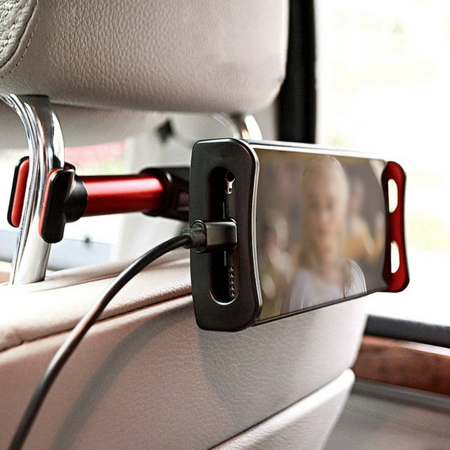 Support de Siège Arrière pour Tablette, Support d'Appuie-tête de Voiture, Rotation à 360°, Support de Téléphone pour Tablette, Support de Siège Arrière Rouge