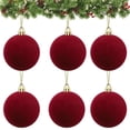 thumbnail image 4 of 6PCS Velvet Christmas Ornaments for Xmas Tree Decorations, Red Christmas Balls, Shatterproof Flocked Ball Ornaments Set for Home Wedding Holiday Gift Party Hanging Decorations, 4 of 9