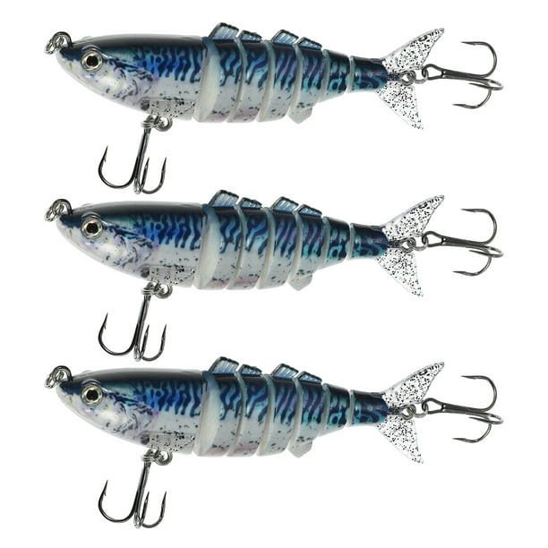 Unique Bargains 3 Pcs Fishing Lures Jerk Baits for Bass Fishing Lifelike  Freshwater Lures ABS Blue 0.06lb 