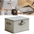 thumbnail image 2 of ¡Liquidación! Caja de almacenamiento a rayas Nayueo gris de 38 x 26 x 26 pulgadas, bolsa grande para guardar mantas, con cremallera y contenedor de manejo reforzado, organizador de armario y bolsa de, 2 of 8
