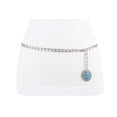 thumbnail image 3 of Women Silver Metal Chain Turquoise Blue Charm Buckle Belt XL XXL, 3 of 10