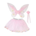 thumbnail image 2 of Conjunto de 3 piezas de falda tutú y bastón con alas de hada para niñas, trajes de baile para niños, disfraces Rosa, 2 of 9