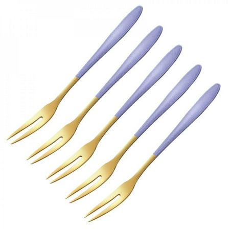 

5Pcs/Set Fruit Forks Appetizer Dessert Forks Salad Forks Beautiful Colorful Stainless-Steel Forks For Cake In Party Snail Fork