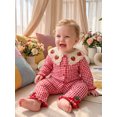 thumbnail image 5 of Loicainy Baby Toddler Girl Outfit 6 12 18 24 Months 2T 3T 4T Long Sleeve Crochet Doll Collar Tops and Pants Clothes Set, 5 of 9