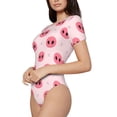 thumbnail image 2 of Balery Women'Spig Noses Crew Neck Round Neck Short Sleeves Slim Fit Casual Basic Extender Bodysuit Daily Jumpsuit T Shirts-Medium, 2 of 9