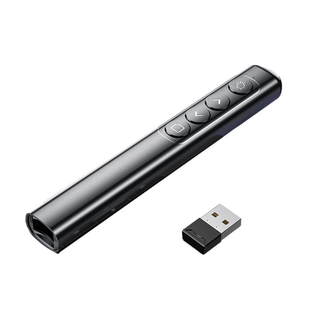 Bolígrafo de control remoto recargable FurNest para enseñanza y presentaciones, inalámbrico de 2.4 G, alcance de 100 m, compatible con Windows, Linux y Android, color blanco y negro.
