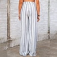 thumbnail image 4 of Casual Pants for Women Drawstring Striped Loose Wide Leg Trousers with Large Pockets, 4 of 6