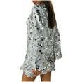 thumbnail image 7 of BLTIBY Women's Crew Neck Sequin Mini Dress Spring Long Sleeve Sparkly Glitter Night Out Dresses Cocktail Disco Out Silver L, 7 of 7