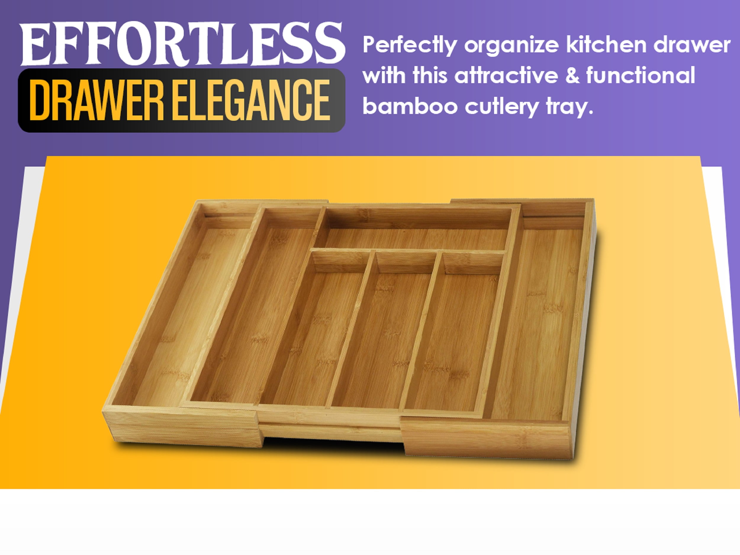 YBM Home Bamboo Drawer Organizer for Home Organization - 9 Compartment Tray, Brown