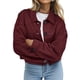 thumbnail image 2 of Chaqueta Corta de Ante Sintético para Mujer, Informal, Ligera, para Otoño e Invierno. Vino Tinto L, 2 of 8