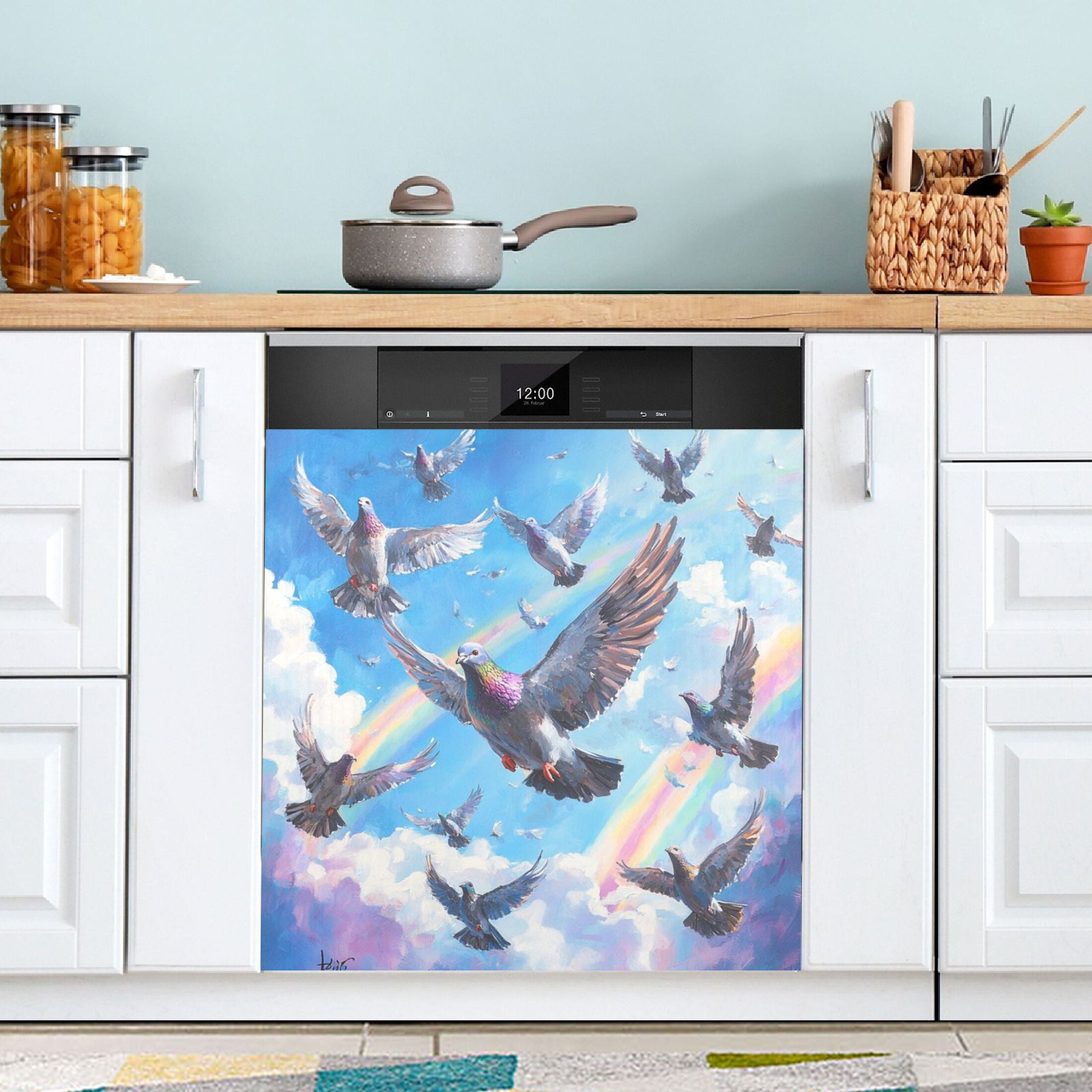 Dishwasher Magnetic Sticker 23x26 Inch Refrigerator Magnetic Sticker Washing Machine Magnetic Sticker Kitchen Panel Magnetic Sticker Home Decor Super Cool Pigeon