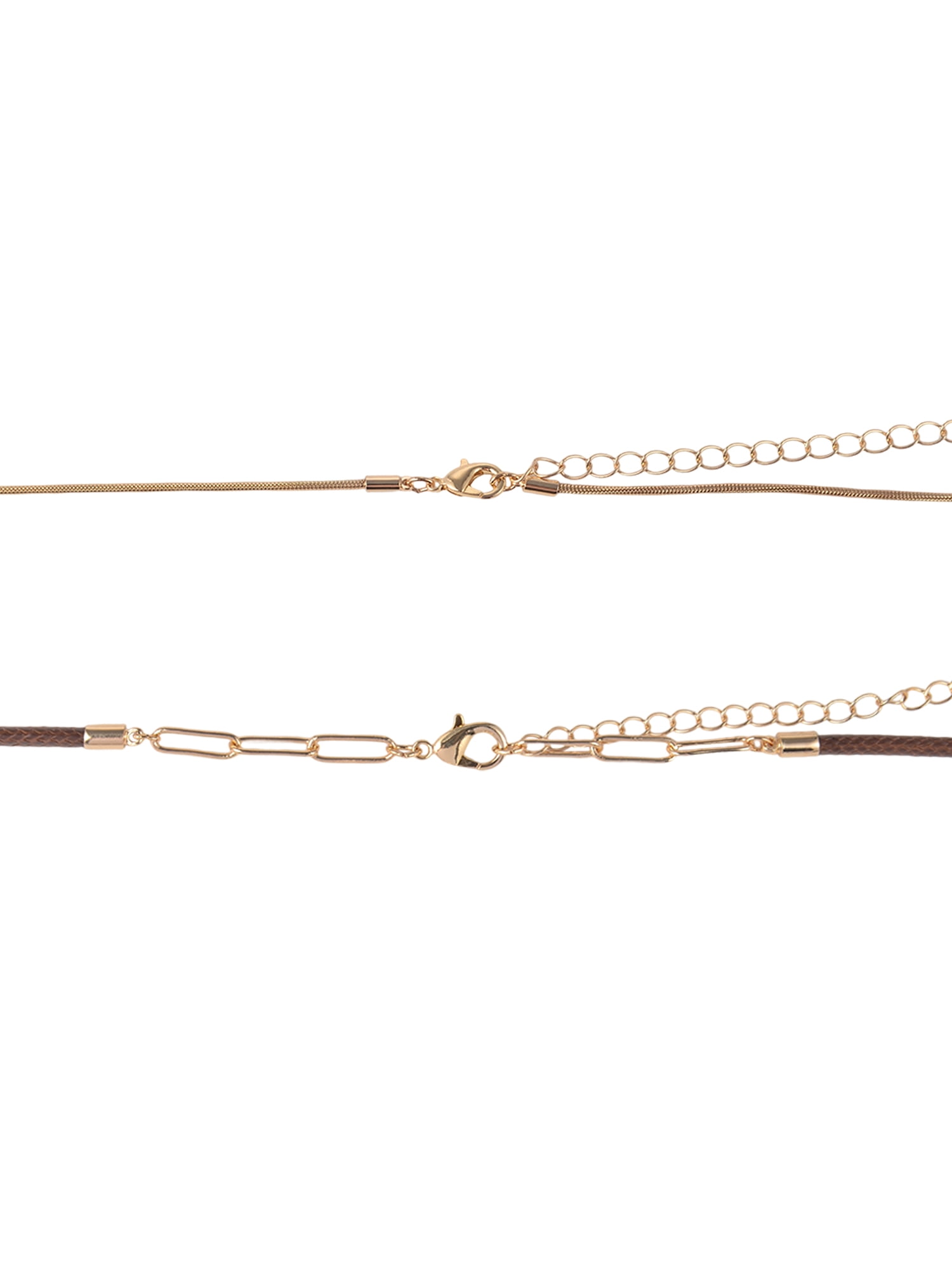 Time and Tru Goldtone 2 Row Thick Snake Chain and Cord with Oval Pendant Necklace