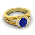 thumbnail image 3 of 2.35 Ct Oval Cut Blue Sapphire & Citrine Gemstone Unique Bridal Ring for Women Solid 14K Yellow Gold Size 6.5 by Diamond-Capitals, 3 of 8