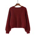 thumbnail image 3 of Suéter de cuello en V suelto para mujer, estilo holgado, ropa exterior de otoño e invierno, chaqueta tipo cárdigan corta con giro retro, 3 of 6