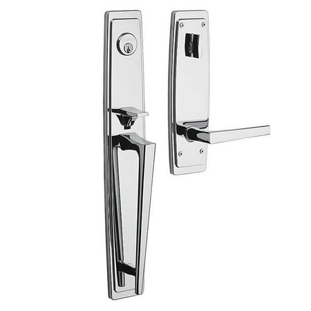 Full Escutcheon - Baldwin 85397190LENT Palm Springs Full Escutcheon Left Hand Single Cylinder Entry Tubular Handleset with L024 Lever - Satin Black