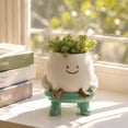 thumbnail image 7 of Cute Aesthetic Room Decor Small Succulent Plant Pot 3.5 X 3.5 X 4 Inch Whimsical Home Decor for Living Room Bedroom Office Shelf Display 1 Pack, 7 of 7