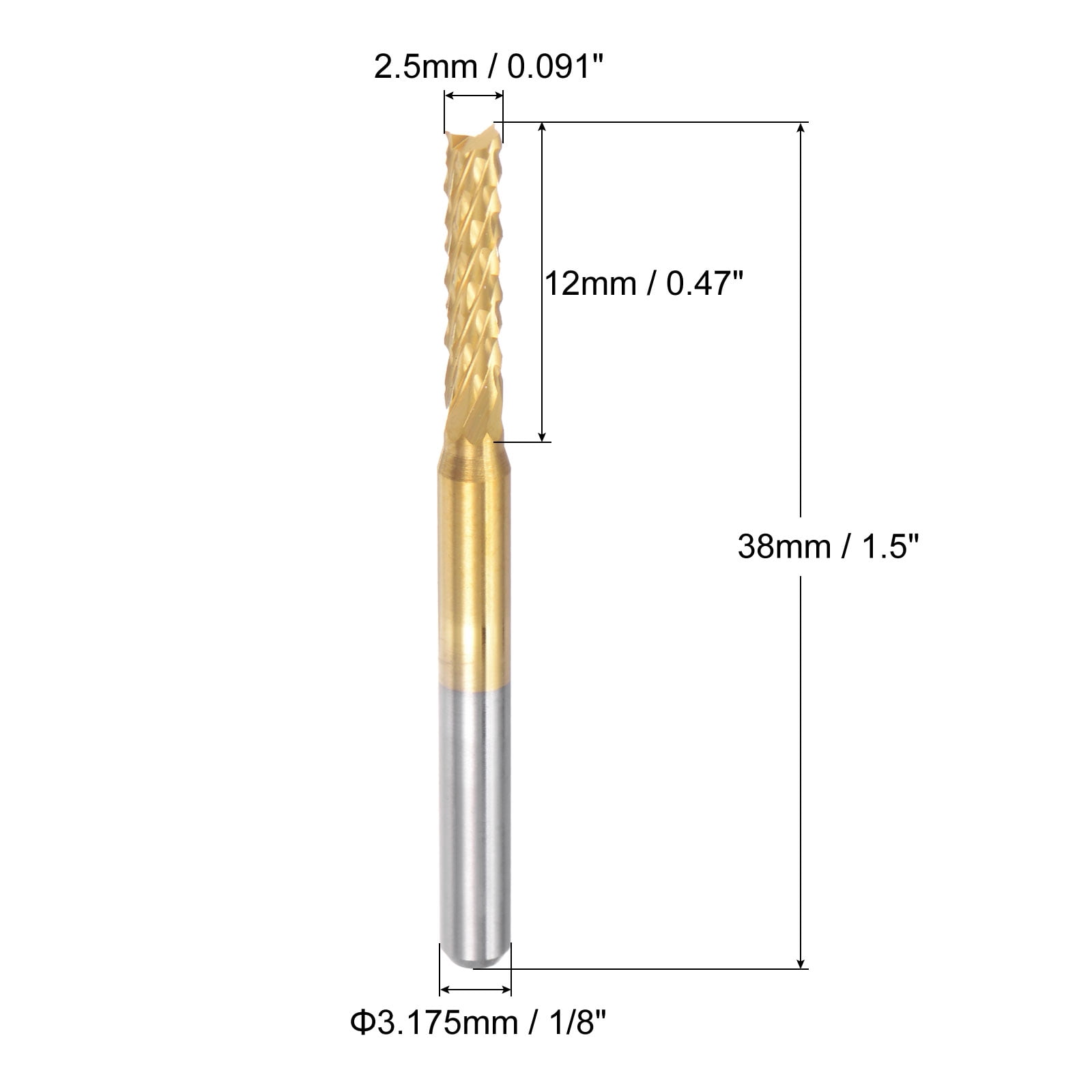 Uxcell  0.091'' Coat Carbide End Mill Engraving Milling Cutter CNC Router Bits Titanium Silver Tone 10Pcs