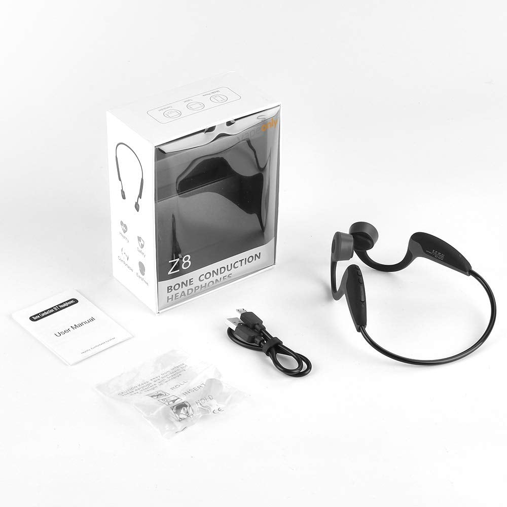 Bone Conduction Headphones Bluetooth 5.0 Open Ear Wireless Headset Titanium HiFi Stereo with Mic Sweatproof Sports Headphones for Running Driving Cycling -Black