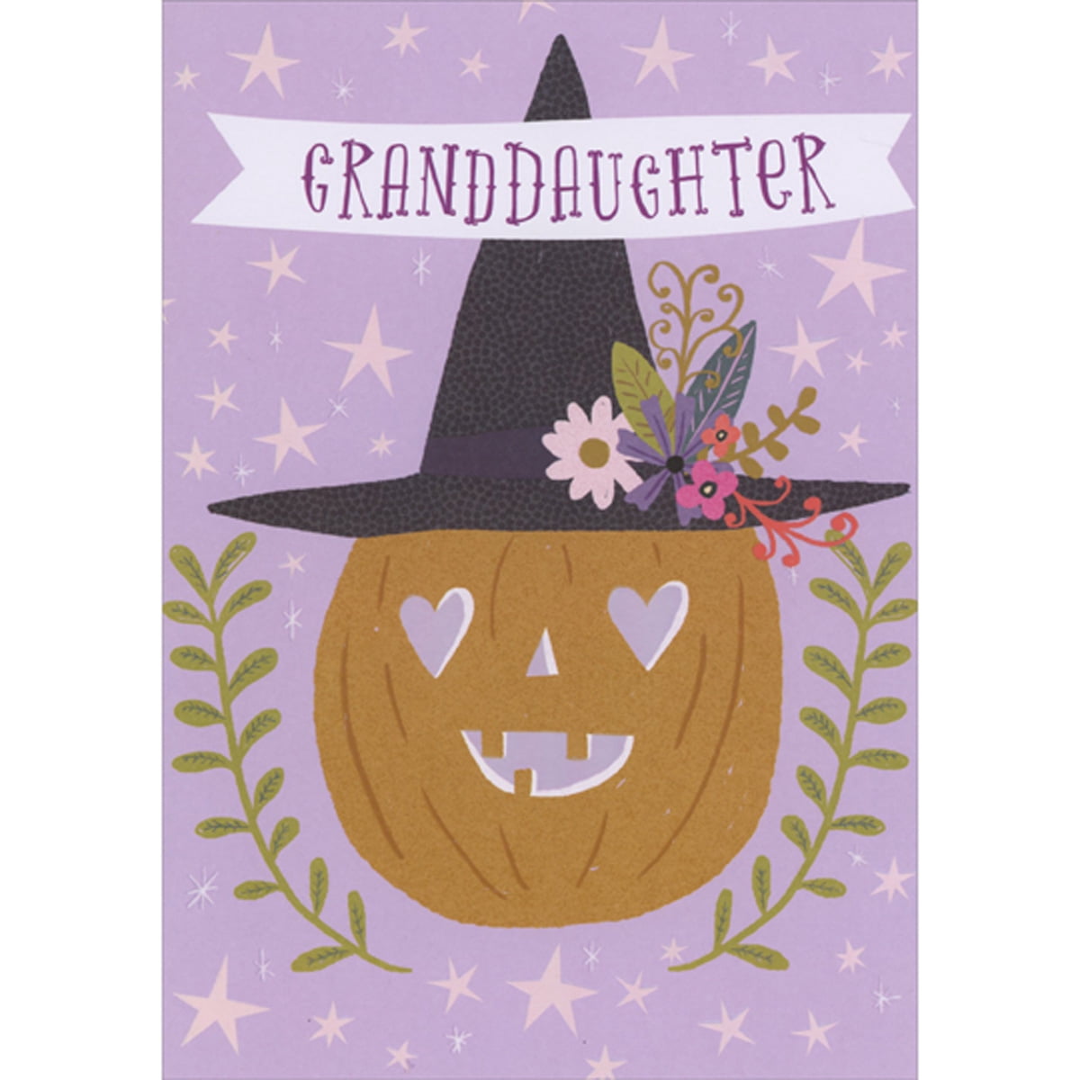 Hallmark Happy Halloween Greeting Card - Black & White Skull, Pumpkins, Bats Design, 'Spell Of Fun' Message