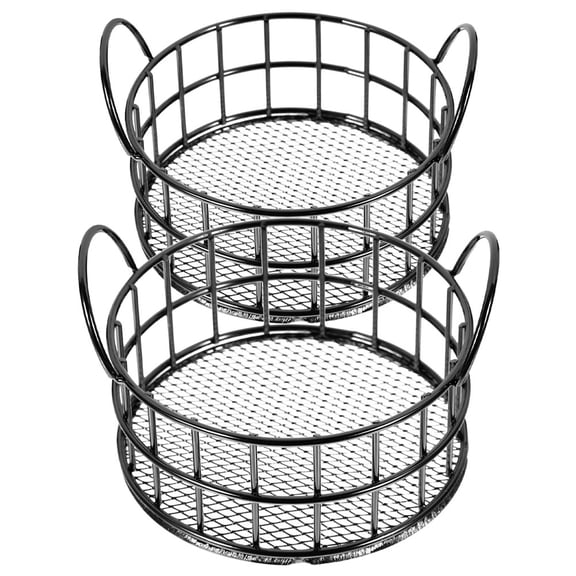 CTIRCHIU 2-Pack Black Metal Wire Storage Baskets for Desktop Organization, Ideal for Snacks, Makeup, and Small Sundries