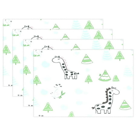 

Cute Giraffe Pattern 4-Piece 12x18in Heat-Proof Place Mats Set Non-Slip for Family Dining