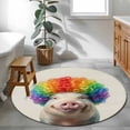 thumbnail image 3 of Round Rugs 3Ft, Funny Pig Round Area Rug Washable Indoor Throw Carpet, Rainbow Abstract Animals Small Non Slip Circle Rug for Bedroom Living Room Home Decor Aesthetic, 3 of 8