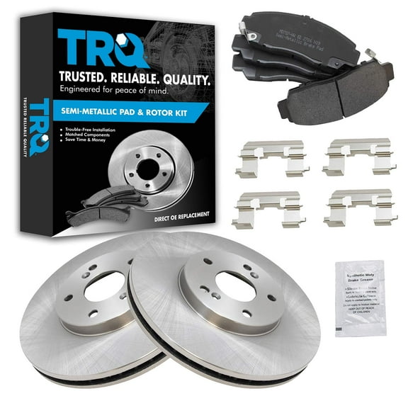 TRQ Front Brake Pad & Rotor Kit Brake Pads Brake Rotor Semi-Metallic Fits Select 2001-2003 Acura CL 1999-2008 TL 2004-2010 TSX 2003-2010 Honda Accord