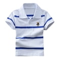 thumbnail image 4 of SGMVNU Boys Short Sleeve Striped Tops Lapel Collared Button up Shirt Casual Regualr Fit Basic Shirts Size 8-9 Years, 2-White, 4 of 4