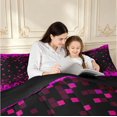 thumbnail image 4 of Manfei Contemporary Grid King Size Comforter Sets,Pixel Pattern Comforters King Size,Purple Black,Black Reversible,3 Pieces,1 Comforter and 2 Pillowcases,3 Pieces,1 Comforter and 2 Pillowcases, 4 of 7