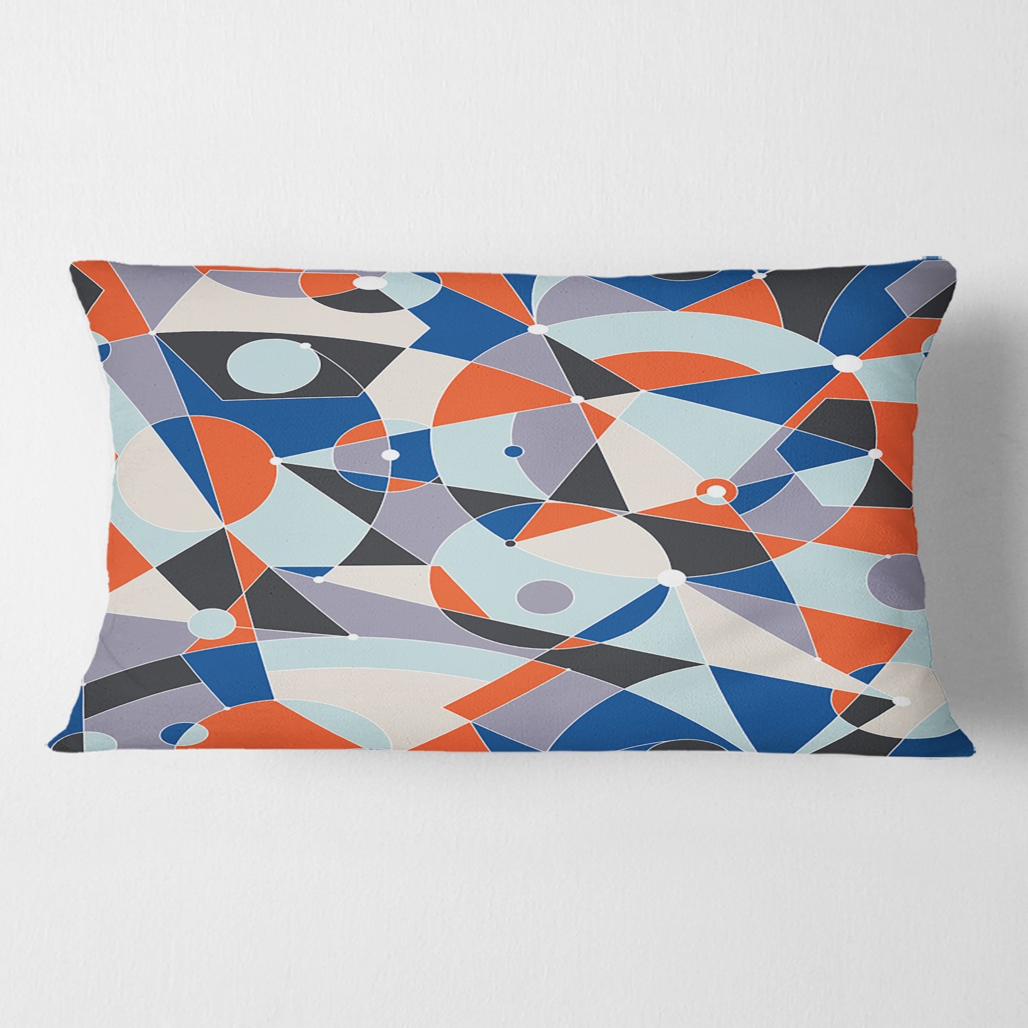 Designart Retro Geometric Grid IV' Mid-Century Modern Throw Pillow - 12x20