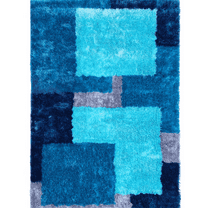 Optima Turquoise and Blue Shag Area Rug, 8x10 ft