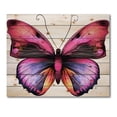 thumbnail image 3 of Designart 'Portrait Of Bright Pink Butterfly' Modern Print on Natural Pine Wood, 3 of 5