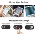 thumbnail image 3 of [8 Pack] Webcam Cover Slider for Privacy, 0.027in Ultra Thin Design Web Camera Cover Slide for MacBook, iPad, iPhone, Laptop, Desktop, PC, Tablet, Smartphone and More - (Black), 3 of 7