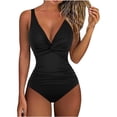 thumbnail image 2 of gakvbuo Summer Plus Size Swimsuit for Women One Piece Tummy Control High Waist Bikini Women Sexy Solid With Chest Pad Without Underwire Bikini Deep V One-Piece Swimsuit, 2 of 8
