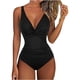 thumbnail image 2 of Traje de baño de una pieza para mujer, cómodo, liso, con almohadilla en el pecho, sin aros, Bikini con escote en V profundo OAVQHLG3B Store  lin121212, 2 of 4