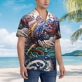 thumbnail image 3 of Gukieu Psychedelic Shark Artwork Print Men's Short-sleeved Shirts, Button-down Lapel Hawaiian Shirts, T-shirts, Beach Vacation Summer Casual Wear,X-Large, 3 of 7