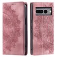thumbnail image 2 of Case for Google Pixel 7 Pro Wallet Case for Women Girls with Card Holder, Embossed Flower Pattern Magnetic Flip PU Leather Purse Protective Phone Cover for Google Pixel 7 Pro, Pink, 2 of 11