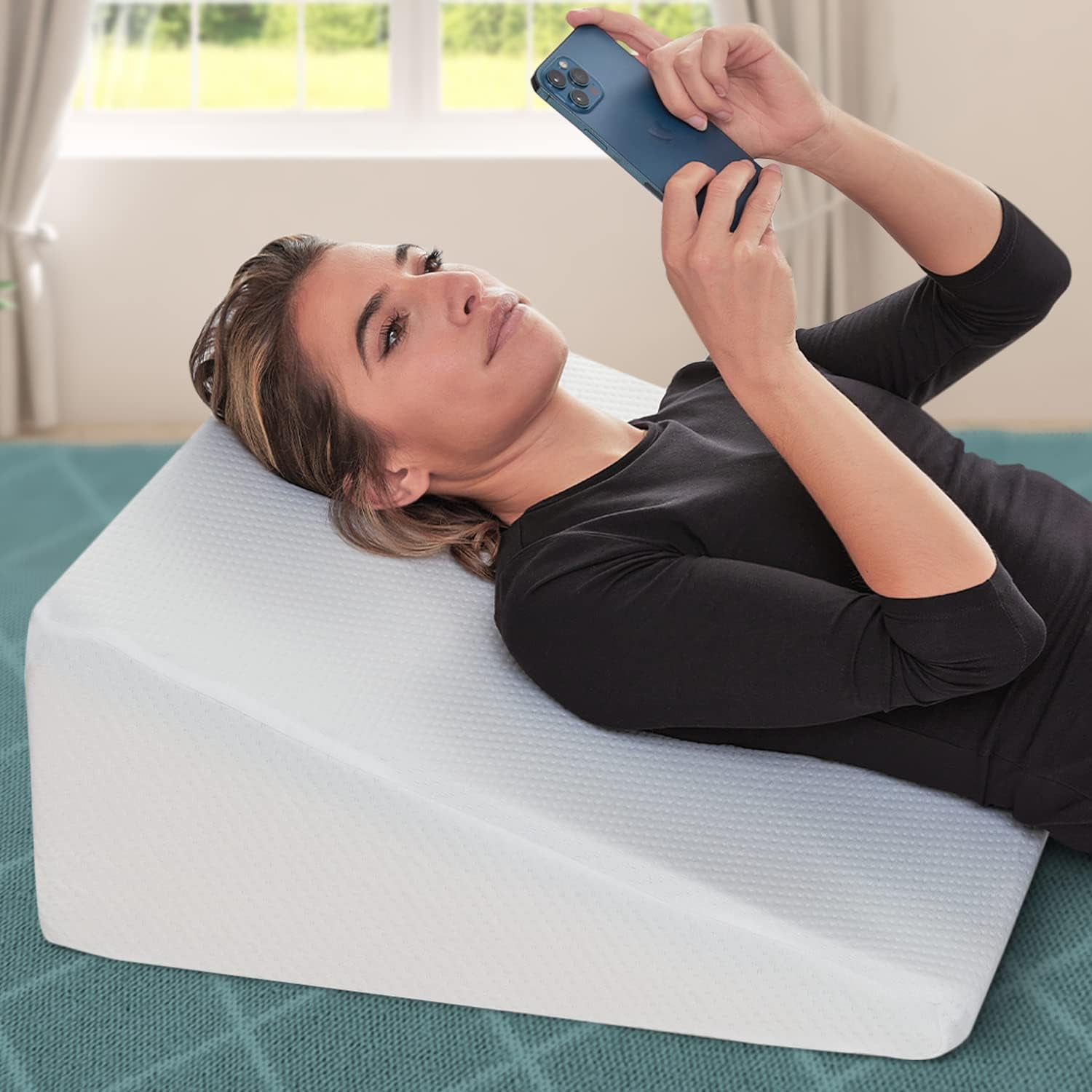 Bed Wedge Pillow – 2 Separate Memory Foam Incline Cushions, System for Legs, Knees and Back Support Pillow | Acid Reflux, Anti Snoring, Heartburn, Rea