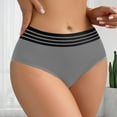thumbnail image 2 of vigerkar Seamless High-Waist Panties for Women - Breathable Comfort & -Lifting Design with Stripe Accents Grey, M, 2 of 4